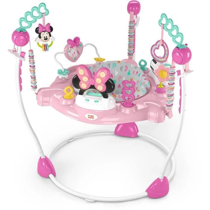 DISNEY BABY Aire d'éveil bébé multi-jouets, siège sauteur à rebonds évolutif, pivotant à 360° - Minnie - 10 jeux interactives Disney-0