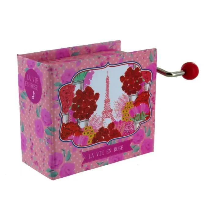 Boîte à musique en carton en forme de livre - LUTECE CREATIONS - La vie en rose - 18 notes-0