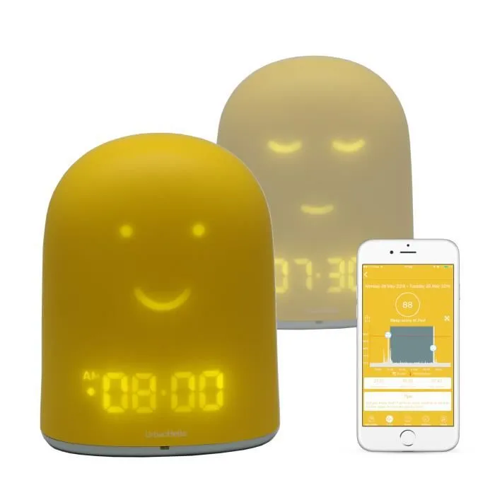 REMI - Réveil éducatif connecté pour enfant - Babyphone - Veilleuse & Berceuse - Suivi du Sommeil - Jaune-0