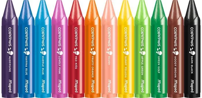 Crayons de cire - Maped - My First Wax Jumbo - 12 couleurs - Forme triangulaire - Pour bébés-0
