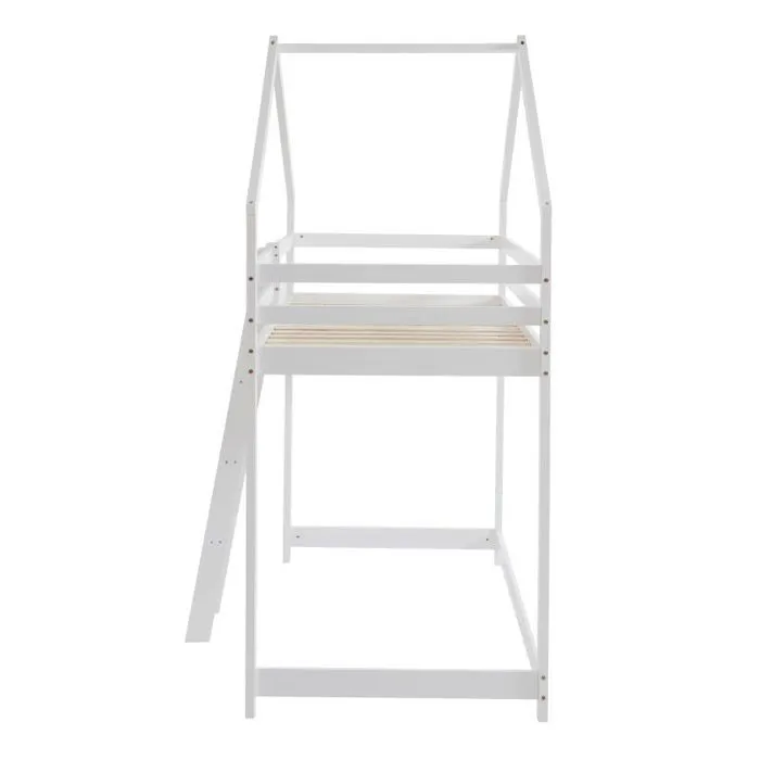 Lit cabane mezzanine Jardin des Petits Dormeurs Blanc 90x190 - Laïba Kids-3