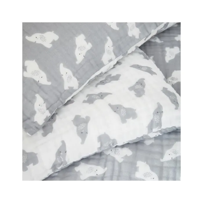 Housse de couette - Noukie's - Mousseline B - 100x140 cm - Réversible - Imprimée gris-2