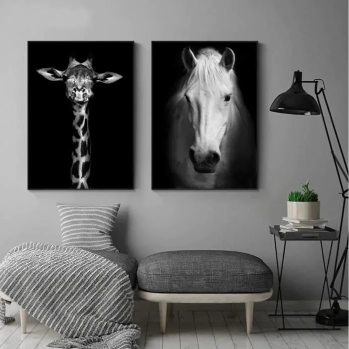 Toile Girafe 50x70cm - Animaux Sauvage - Affiche Décorative Poster Décoration Maison Chambre Salon-1