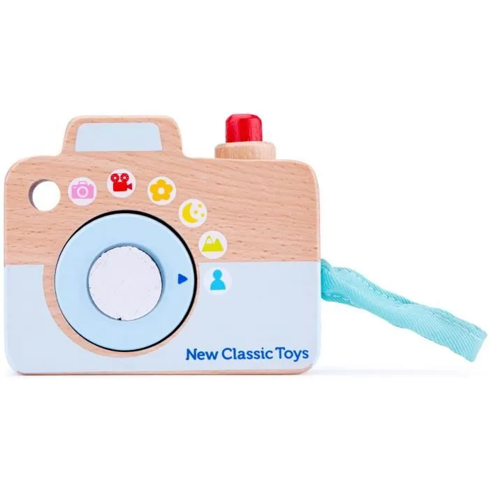 Jouet éducatif - NEW CLASSIC TOYS - New Classic Toys appareil photo - Bois naturel - Bleu clair - Mixte-0