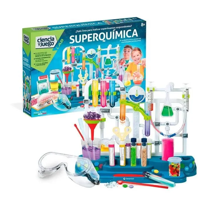 Jeu Scientifique - Clementoni - Super Chimie - Laboratoire Moderne - Expériences Interactives - Dès 8 Ans-0