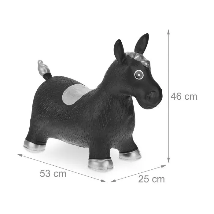 Relaxdays Animal sauteur, jouet en forme de cheval, avec pompe à air, charge maximale 50 kg, 3 ans et plus, noir-3