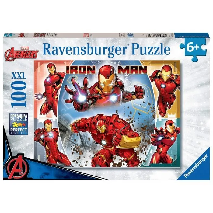 Puzzle 100 pièces XXL, Le puissant Iron Man / Marvel Avengers, 00013377, A partir de 6 ans, Ravensburger, MARVEL HEROS-0