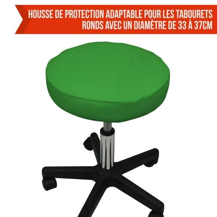 Drap housse de protection en éponge pour tabouret rond - Vert - Vivezen-2