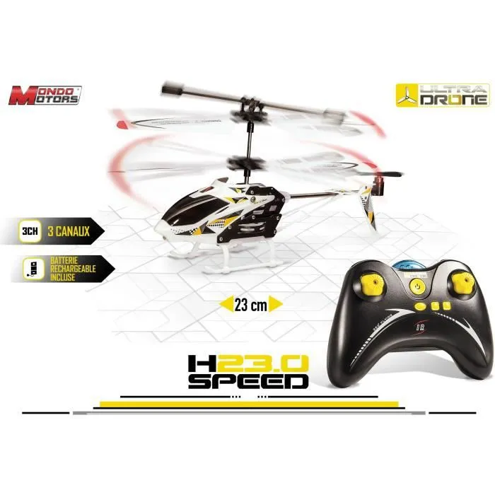 Hélicoptère télécommandé Ultradrone H23 Speed de MONDO MOTORS - Longueur 23cm - 3 canaux - Gyroscope - LED avant-3