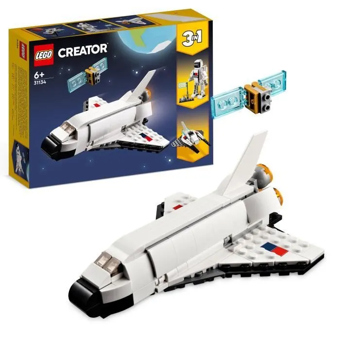 LEGO® Creator 3-en-1 31134 La Navette Spatiale, Jouet Figurine Astronaute avec Vaisseau, Enfants 6 Ans-0
