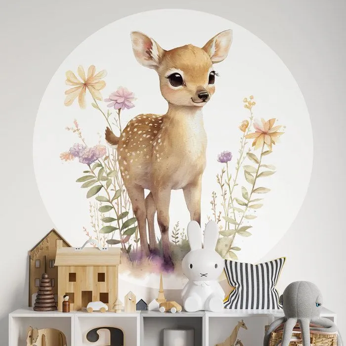 Stickers ronds - Biche - 3617689818993 - Adhésif MAT - Diamètre 60 cm - Vinyle-0