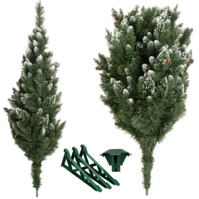 Sapin de Noël artificiel - SPRINGOS - 180 cm - Neige artificielle - Vrais cônes - PVC-2