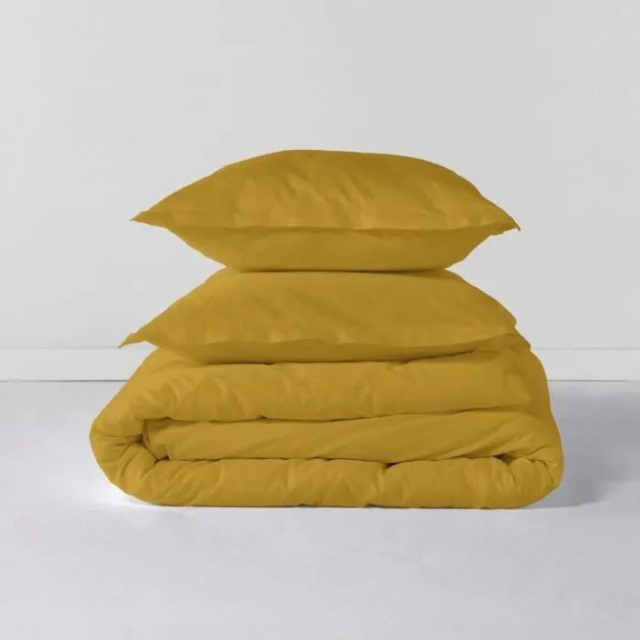 Housse de couette - BASIC - 140x200 - Coton - Moutarde - Uni-3