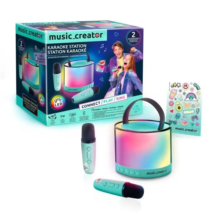 Canal Toys - Music Creator - Mini Station Karaoké - Enceinte lumineuse avec 2 microphones sans fil - INF 044-0