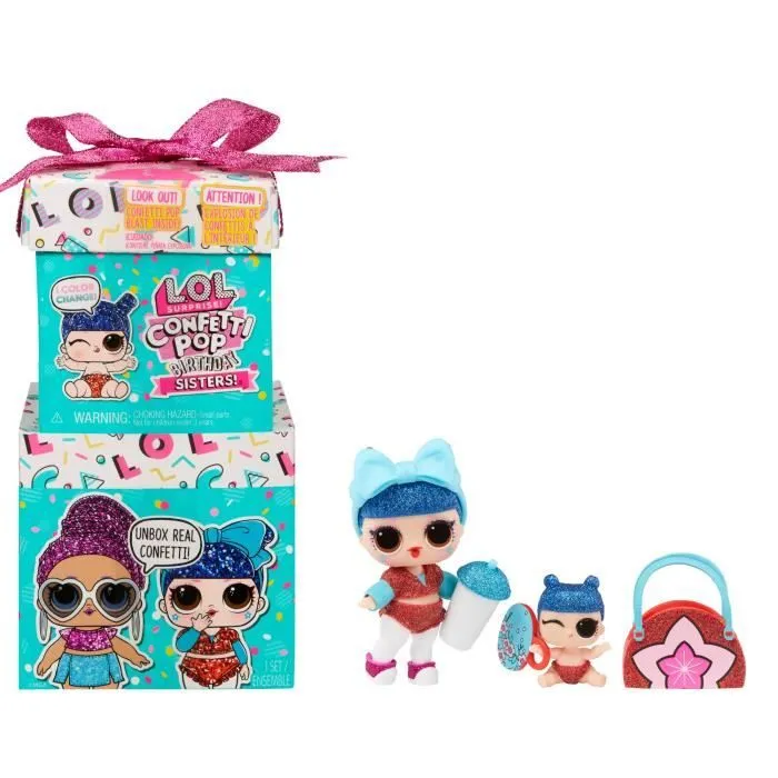 L.O.L. Surprise ! Confetti Pop Birthday Sisters set avec 10 surprises-2