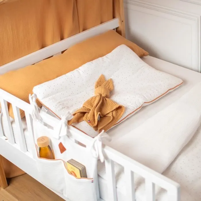 Housse en gaze de coton pour traversin plat Jeanne 160 cm Camel-1