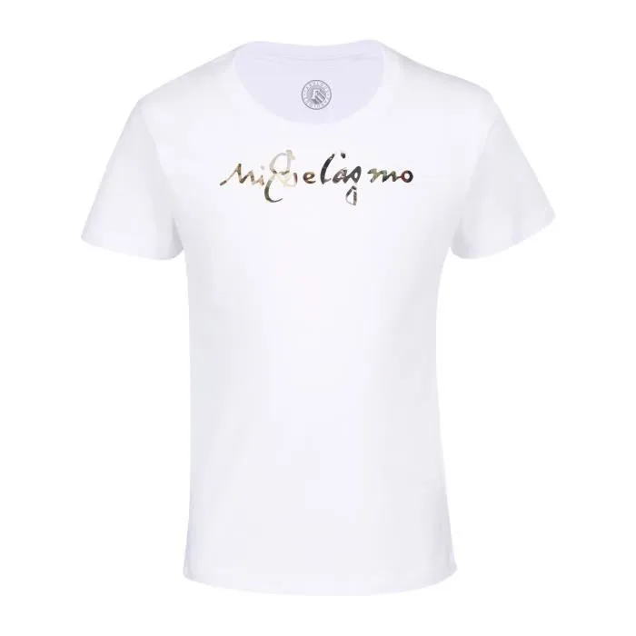 T-shirt Enfant Blanc Michelange Signature Artiste Célèbre Peintre Sculpteur Renaissance Sculpture Architecture-0
