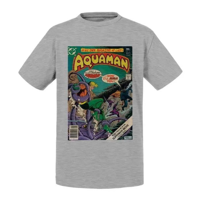 T-shirt Enfant Gris Aquaman Bande Dessinee Comics Super Heros no 57-0