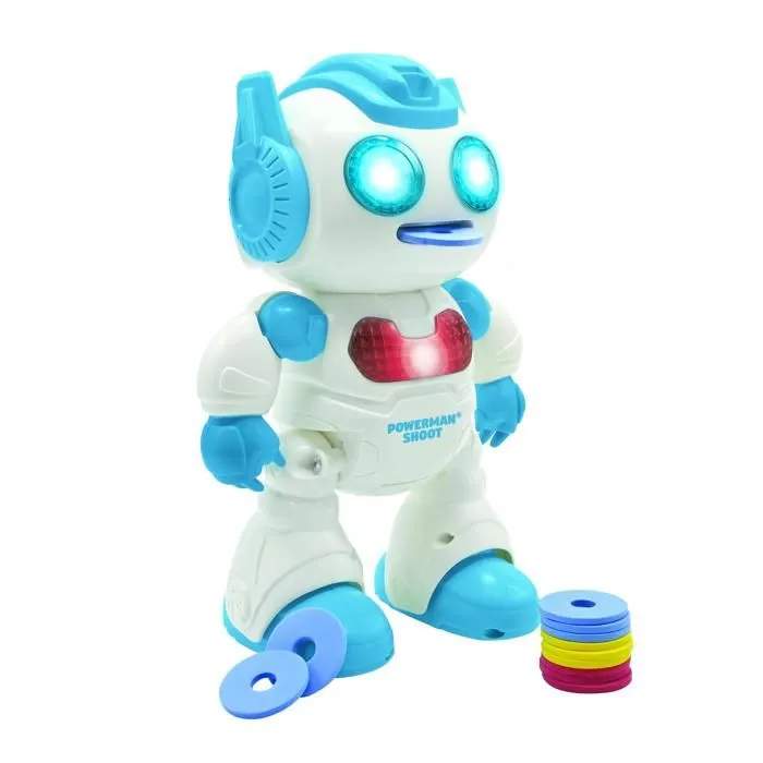 Powerman® Shoot Robot Programmable avec Dance, Musique, démo – Télécommande et disques en mousse inclus.-3
