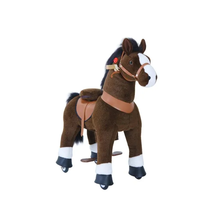 PonyCycle - Poney à monter Brun chocolat avec sabot blanc Grand modèle-0