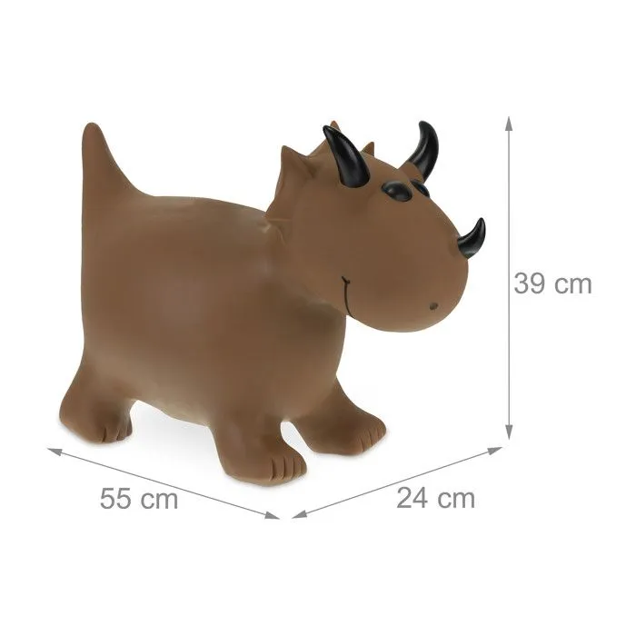 Relaxdays Animal sauteur avec pompe à air, en forme de tricératops, charge max. 50 kg, sans BPA, pour enfants, marron-3