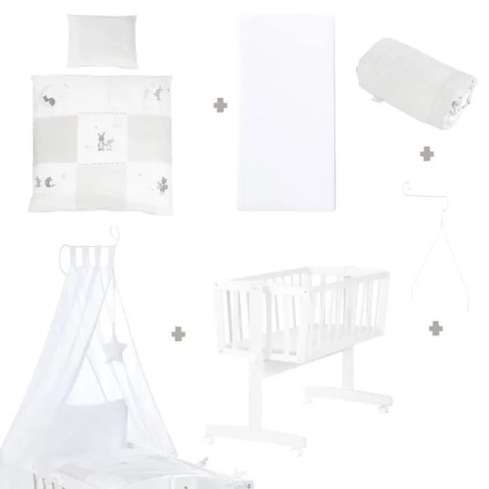 ROBA Berceau Complet "Fox et Bunny" avec Fonction de Verrouillage - 40 x 90 cm - Blanc-2