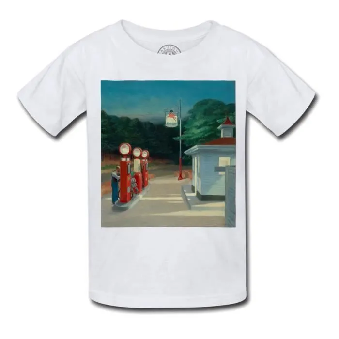 T-shirt Enfant Gas Station 1940 Edward Hopper Peinture Realisme Amerique-0