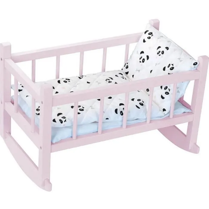Lit bercelonnette en bois laqué rose panda (40 cm) Coloris Unique-0