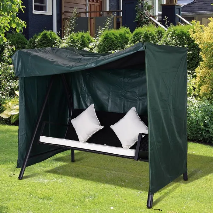 Housse de protection pour balancelle de jardin - Outsunny - toile oxford - ouverture zippée - 177 x 114 x 152 cm - vert foncé-2