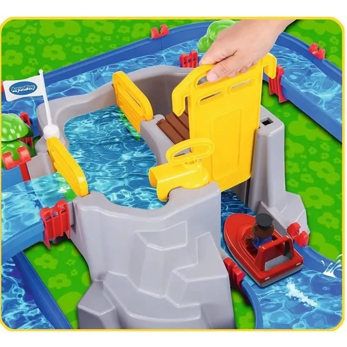 Smoby - Circuit de jeu d'eau AquaPlay - Mountain Lake - 2 bâteaux + 3 figurines animaux - Fabriqué en Allemagne - Dés 3ans-1