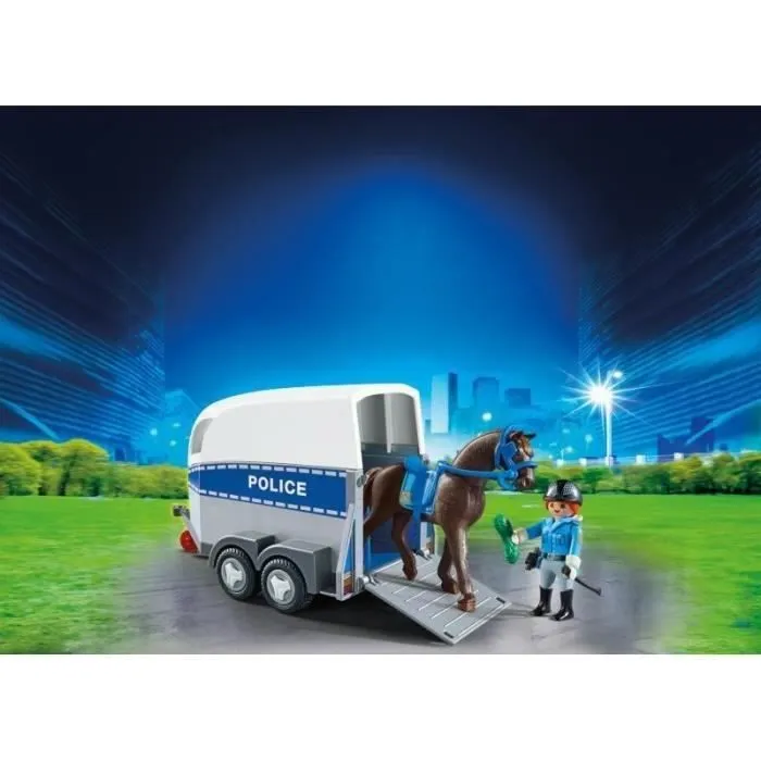 PLAYMOBIL - City Action - Policière avec Cheval et Remorque-3