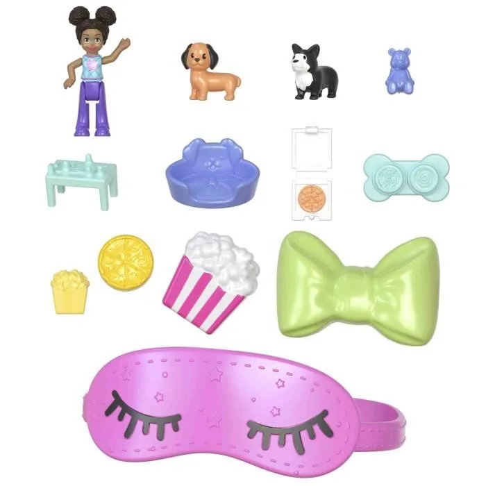 Polly Pocket-Coffret Chiot Festif soirée pyjama -Jouet De Voyage - 4 ans+- JCR38-2