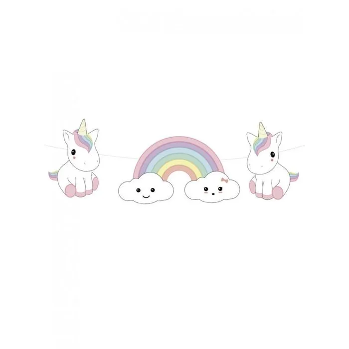 Guirlande - Bébé - Licorne - 3,5 m - Rose - Carton fin-1