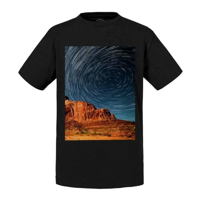 T-shirt Enfant Noir Time Lapse Sous Les Etoiles Grand Canyon Paysage-0