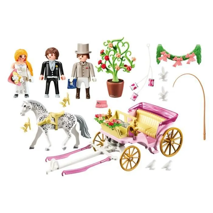 PLAYMOBIL - City Life - Carrosse et couple de mariés - 2 chevaux appaloosa - 3 personnages-1