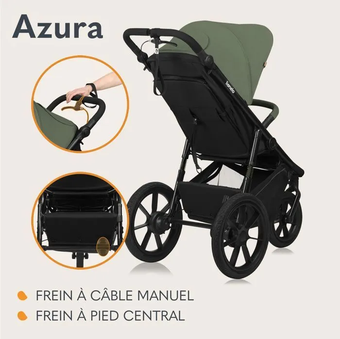 Poussette tout terrain LIONELO Azura - Sportive - Jusqu'à 22kg - Frein double - Pompe inclus - Vert-2