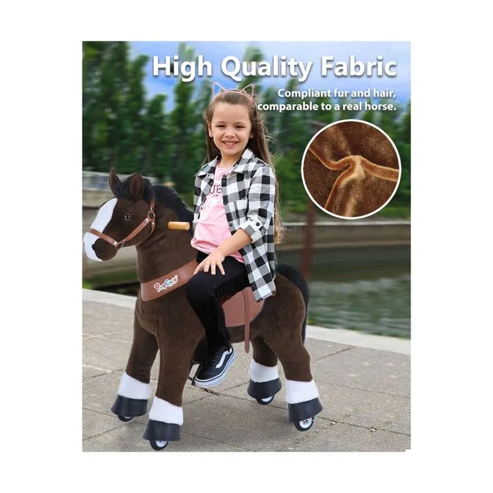 PonyCycle - Poney à monter Brun chocolat avec sabot blanc Grand modèle-5
