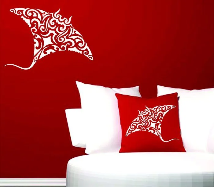Objet de decoration murale Stencil company - GB-SB2748M - Pochoir mural reutilisable motif raie manta style maori M-3
