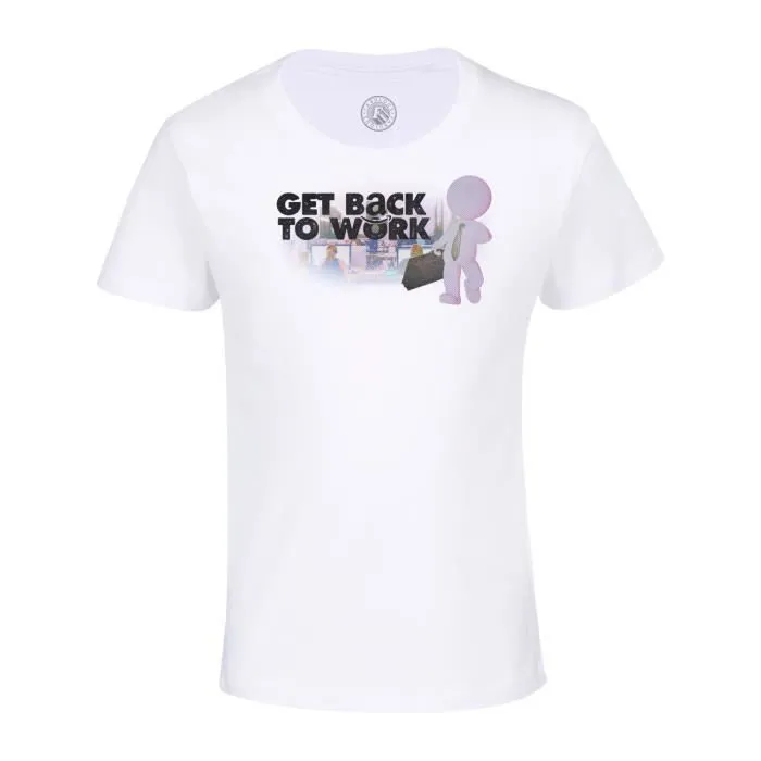 T-shirt Enfant Blanc Get Back To Work Collage Vintage Illustration Art Humour Meme 2000-0
