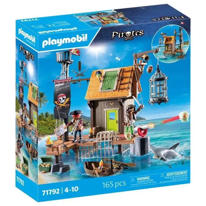 PLAYMOBIL 71792 Port de pirates avec repaire, prisons et canon, 165 pièces, Les Pirates, dès 4 ans-0
