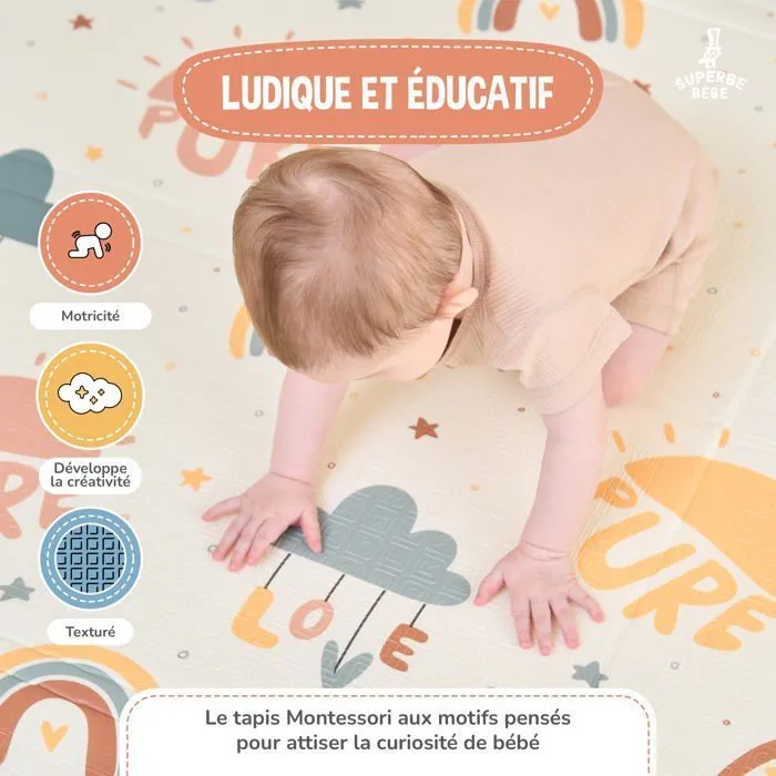 Tapis d'éveil pour bébés et enfants - 180x200x1,5cm - PURE BIG LOVE | SUPERBE BEBE-5