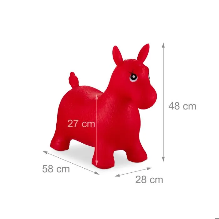 Relaxdays Cheval ballon sauteur cheval avec pompe gonflable jouet jeux enfant animaux 50 kg sans BPA, rouge-3