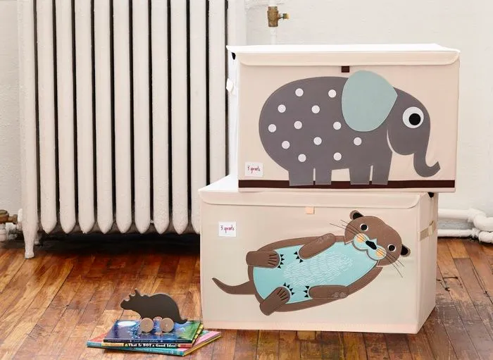 Coffre à jouets - WEBER - Elephant - Enfant - 100% Polyester - Gris-3