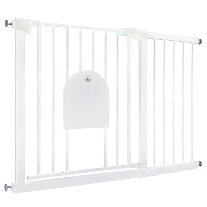 YUENFONG Barrière de Sécurité d'escalier, sans perçage, avec porte pour animaux de compagnie, largeur de 105 à 115 cm, blanche-3