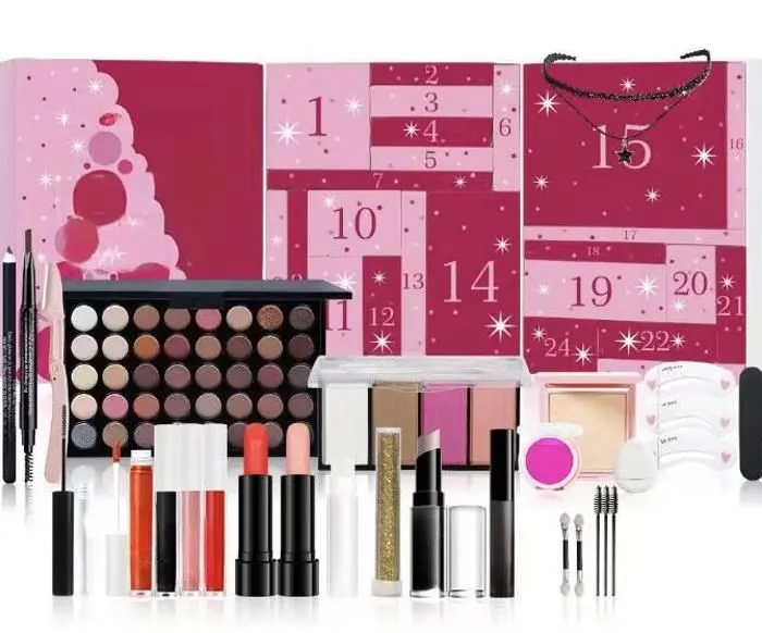 Calendrier de l'Avent Beauté 2024, Maquillage Femme 24 Cadeaux de Noël Surprises pour le Visage, les Yeux, les Lèvres, les Ongles-0