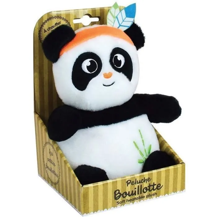 Peluche bouillotte INDIAN PANDA - JEMINI - H 21 cm - Blanc et noir - Bébé-2