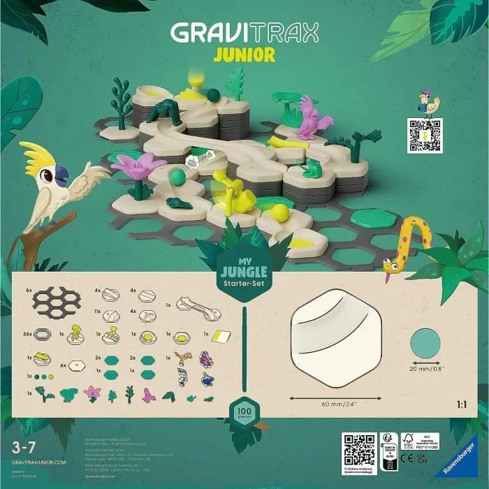 Gravitrax Junior - Starter Set My Jungle 97 pièces - Circuit de billes - Jeu de construction créatif - Ravensburger - Dès 3 ans-4