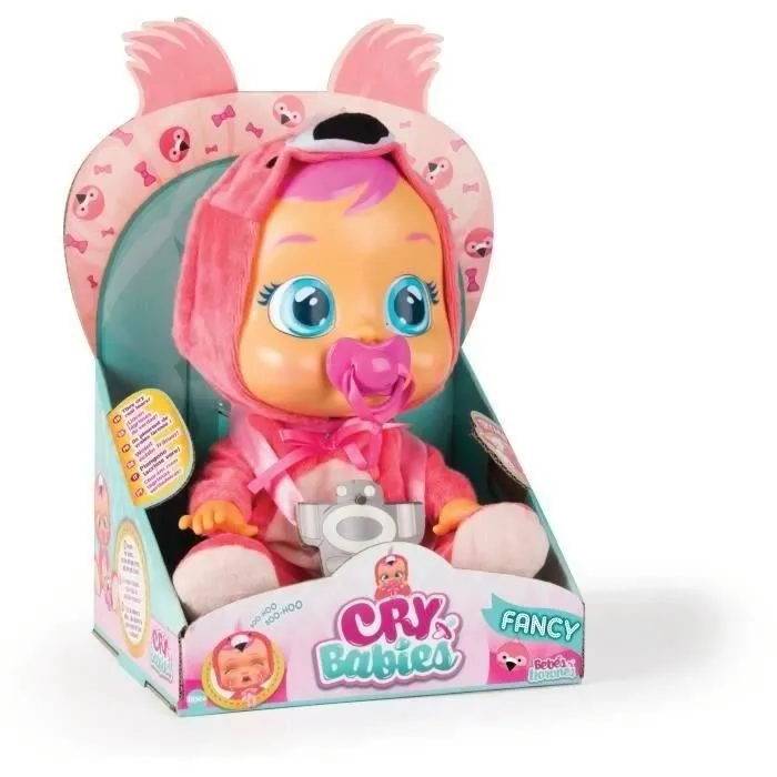 Poupon Cry Babies Fancy - Flamant Rose - IMC Toys - Pleure de vraies larmes - Piles incluses-2