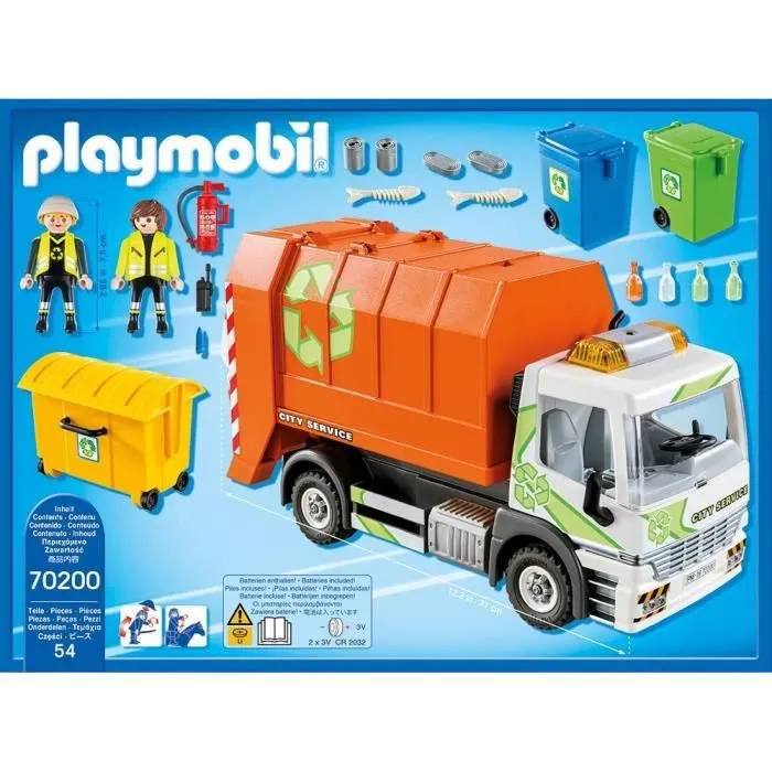 PLAYMOBIL - City Life - Camion de recyclage poubelle - Avec 2 personnages et 3 poubelles-2