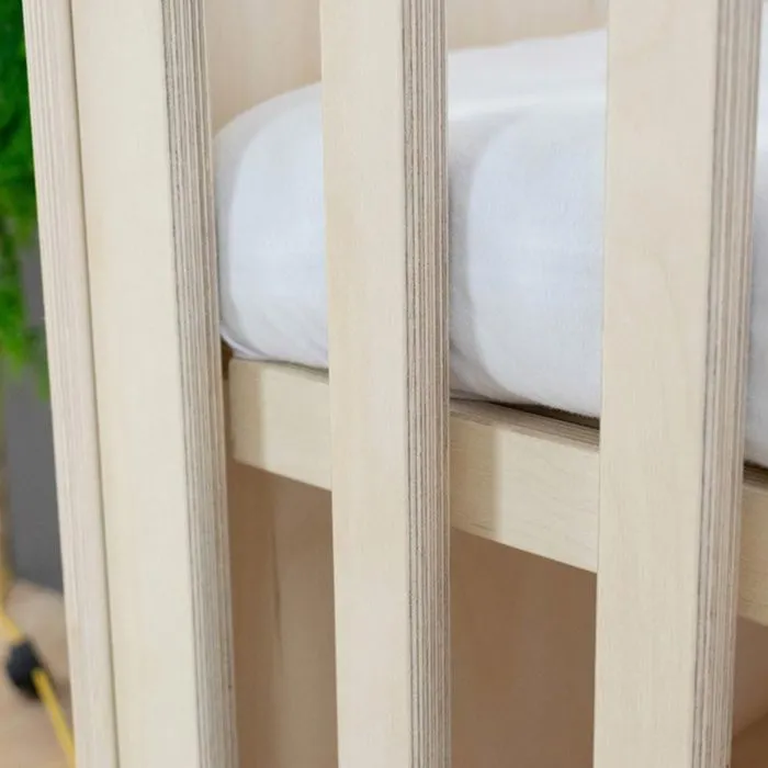 Lit évolutif bébé blanc + barreaux couleur naturel vernis 60 x 120 cm-3